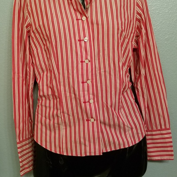 Tommy Hilfiger Sz 14 Button Up Red stripped Shirt - Picture 5 of 7